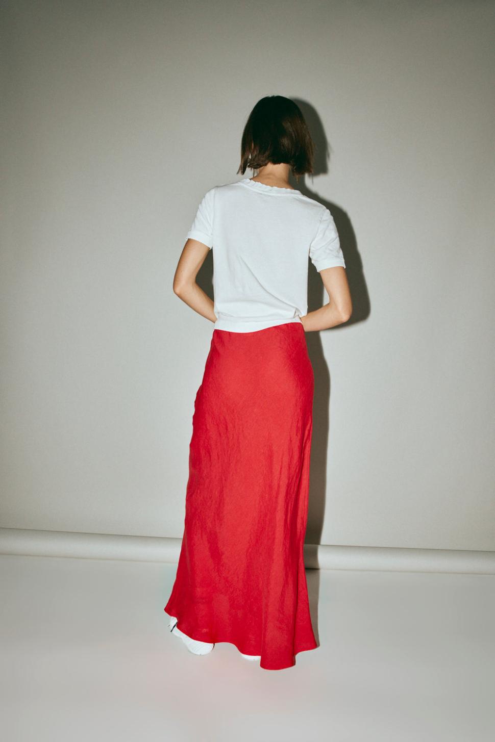 VRG GRL Skirts | Women Ena Linen Bias Cut Maxi Skirt Chilli