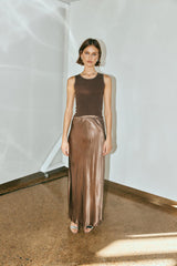 VRG GRL Skirts | Women Florence Bias Cut Maxi Skirt Chocolate