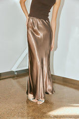 VRG GRL Skirts | Women Florence Bias Cut Maxi Skirt Chocolate