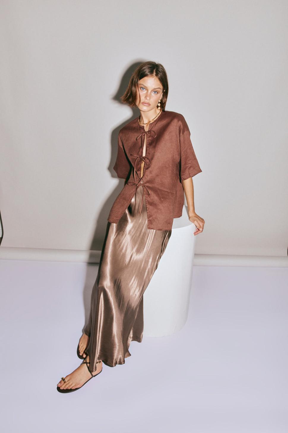 VRG GRL Skirts | Women Florence Bias Cut Maxi Skirt Chocolate