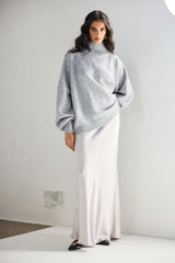 VRG GRL Skirts | Women Florence Bias Cut Maxi Skirt Silver