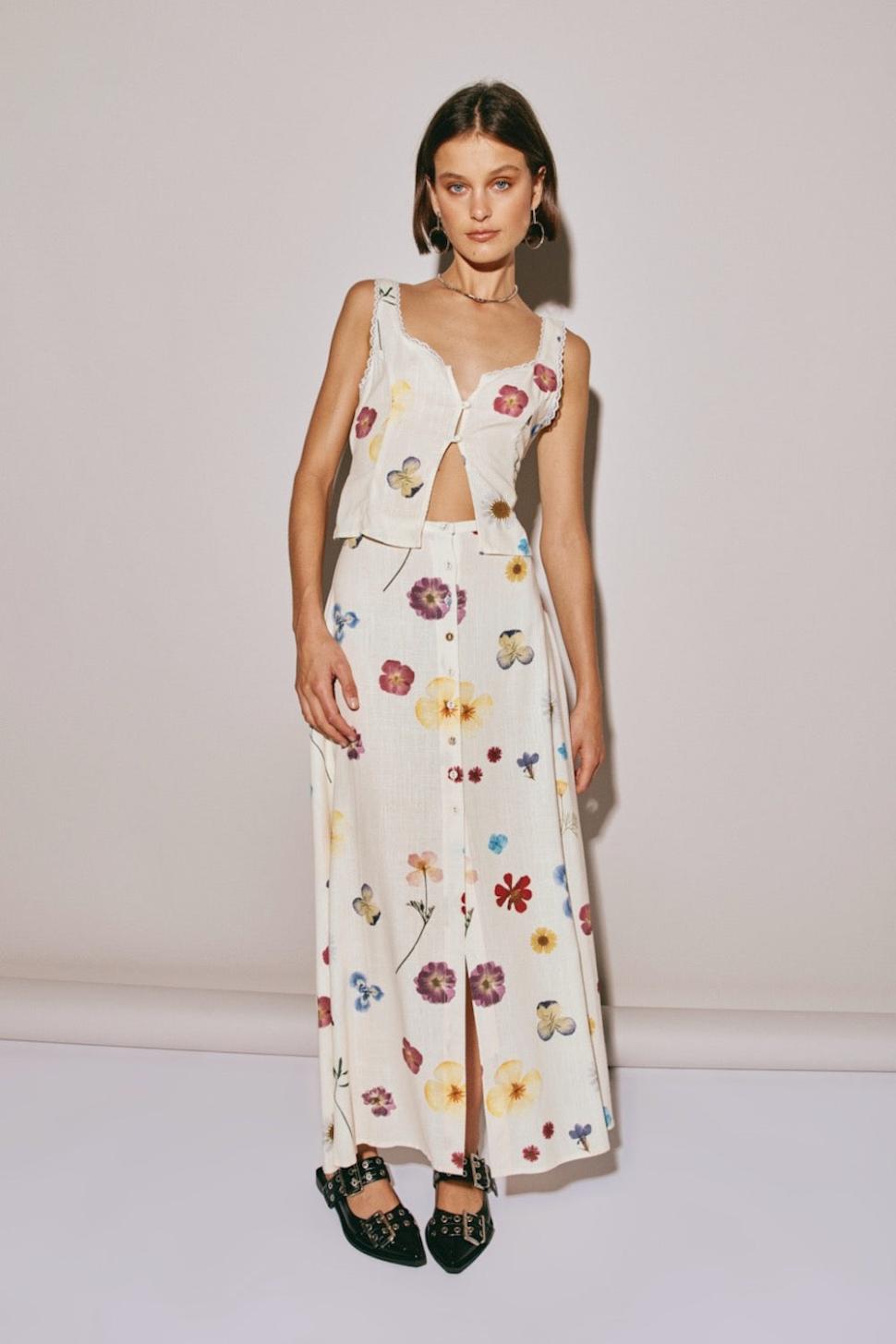 VRG GRL Skirts | Women Love Language Midi Skirt Floral