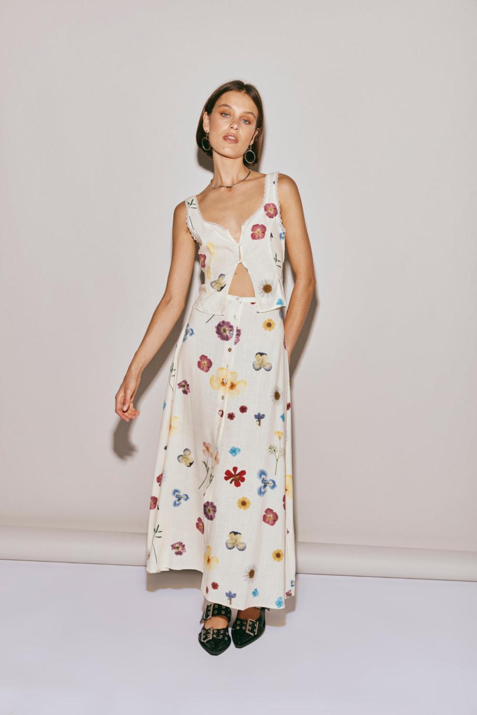 VRG GRL Skirts | Women Love Language Midi Skirt Floral