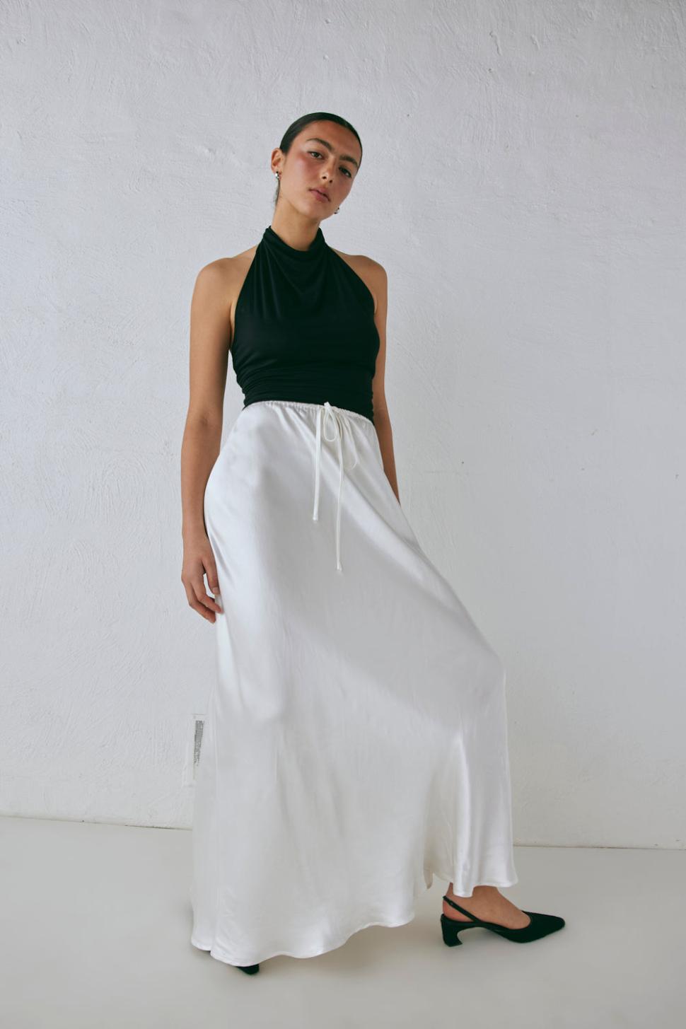 VRG GRL Skirts | Women Lyla Satin Maxi Skirt White