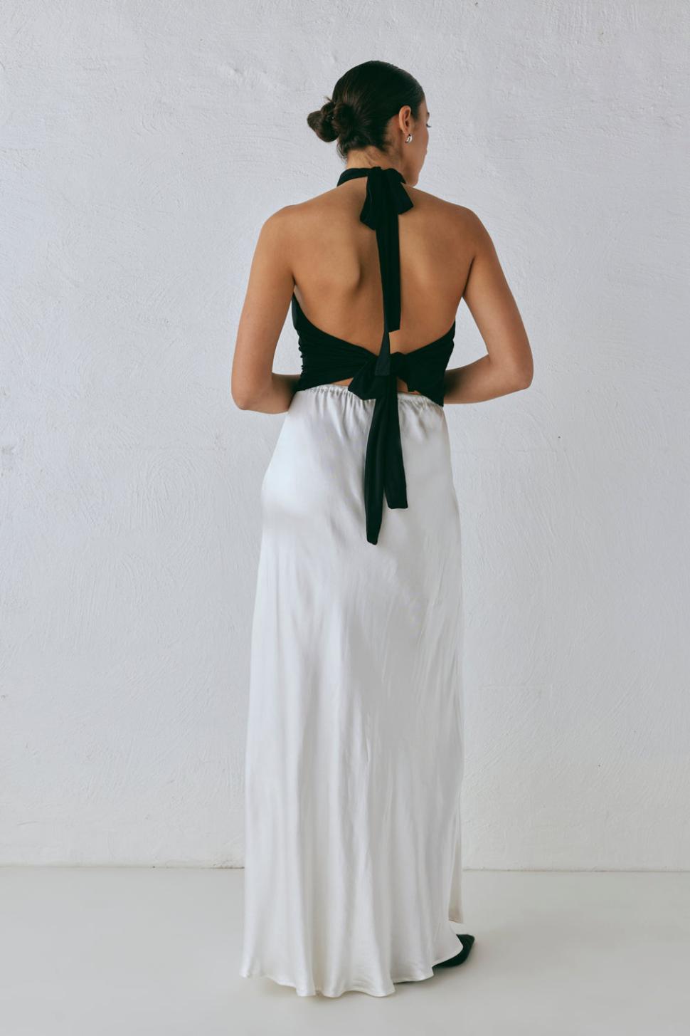 VRG GRL Skirts | Women Lyla Satin Maxi Skirt White