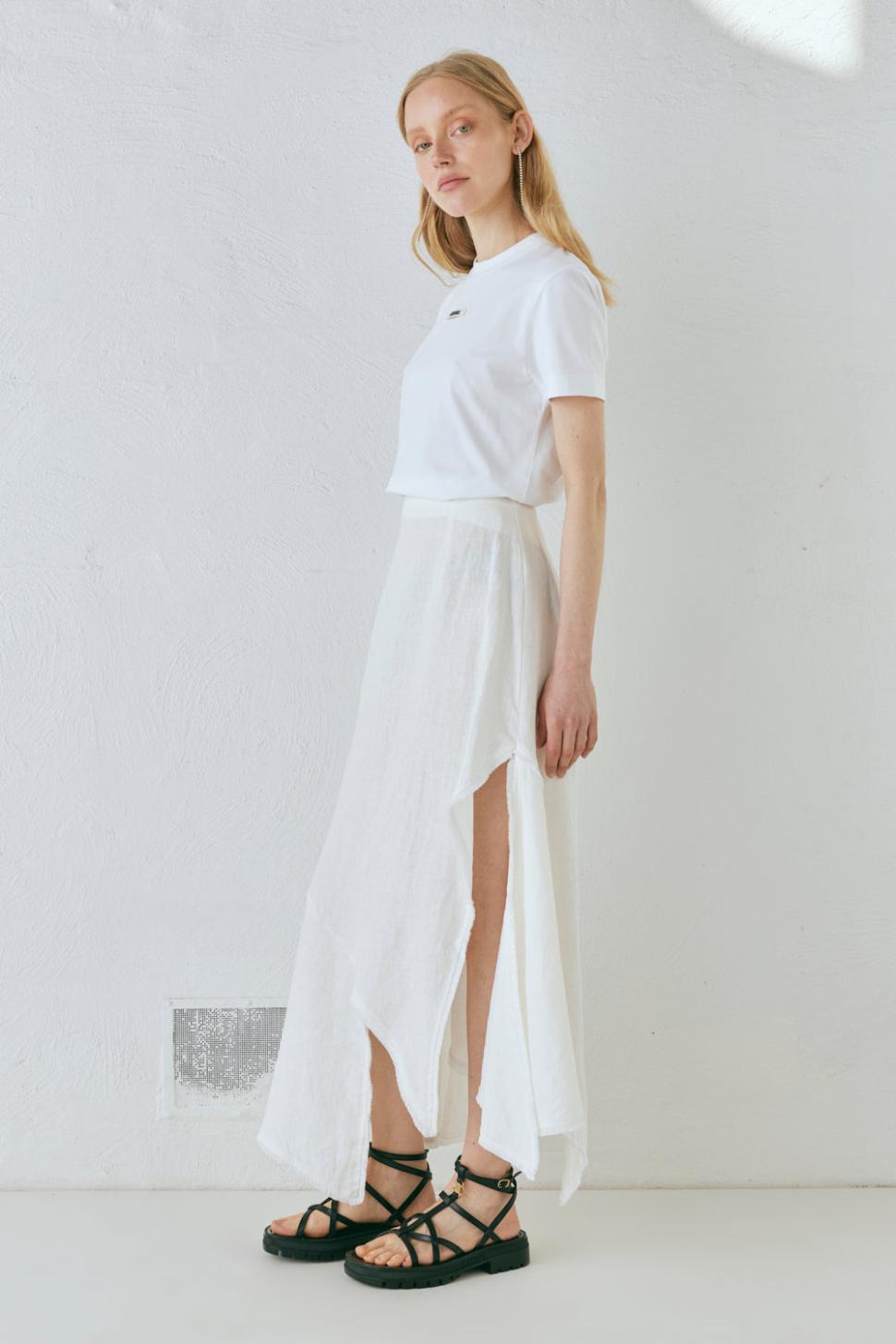 VRG GRL Skirts | Women Mabel Linen Midi Skirt White