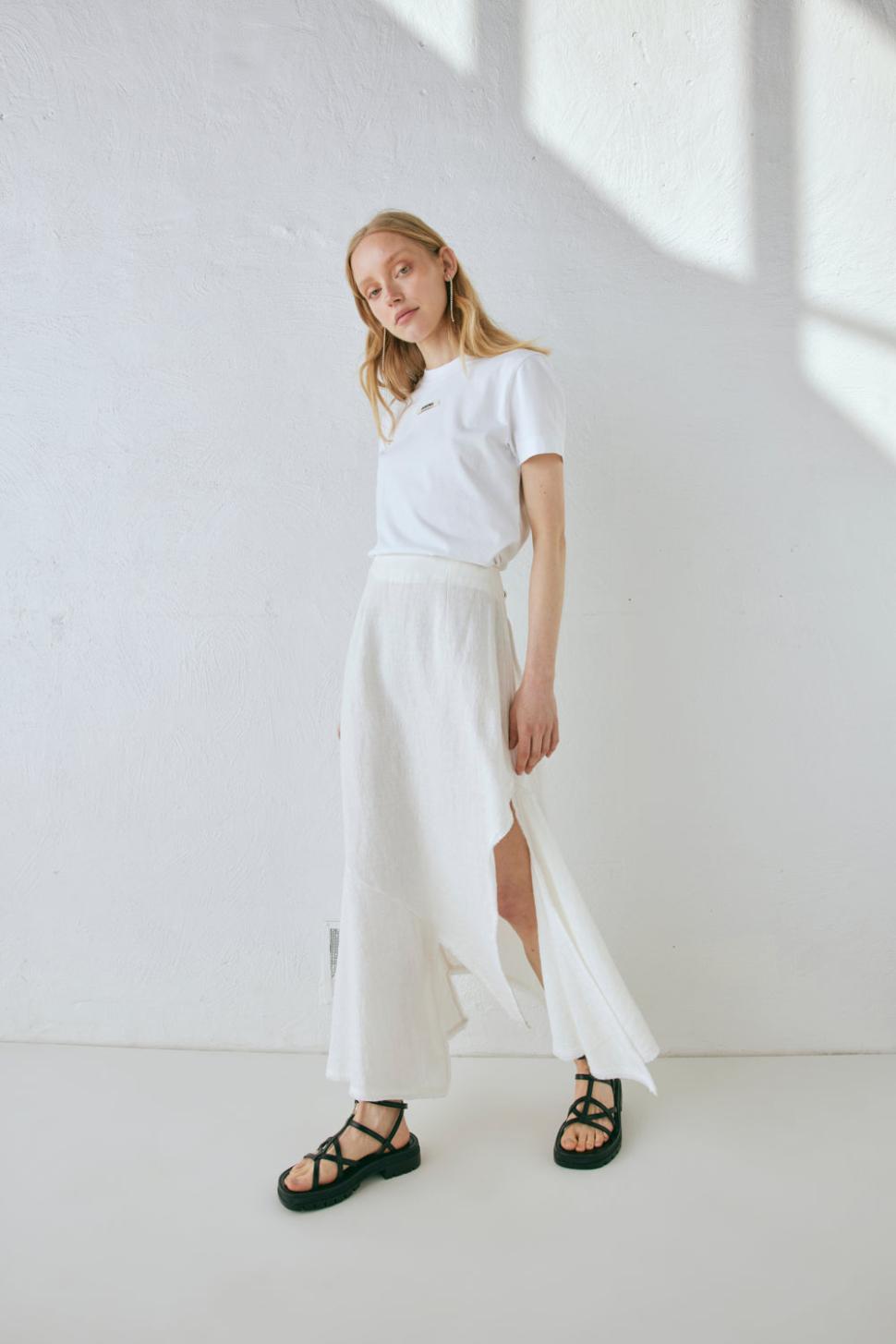 VRG GRL Skirts | Women Mabel Linen Midi Skirt White