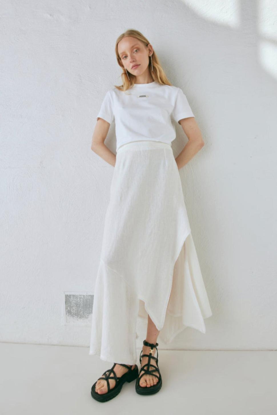 VRG GRL Skirts | Women Mabel Linen Midi Skirt White