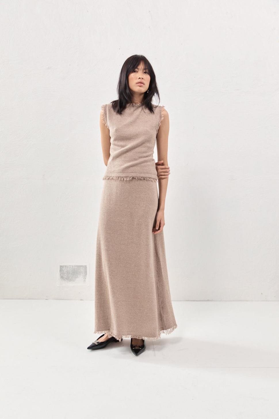 VRG GRL Skirts | Women Rowe Knit Maxi Skirt Mocha