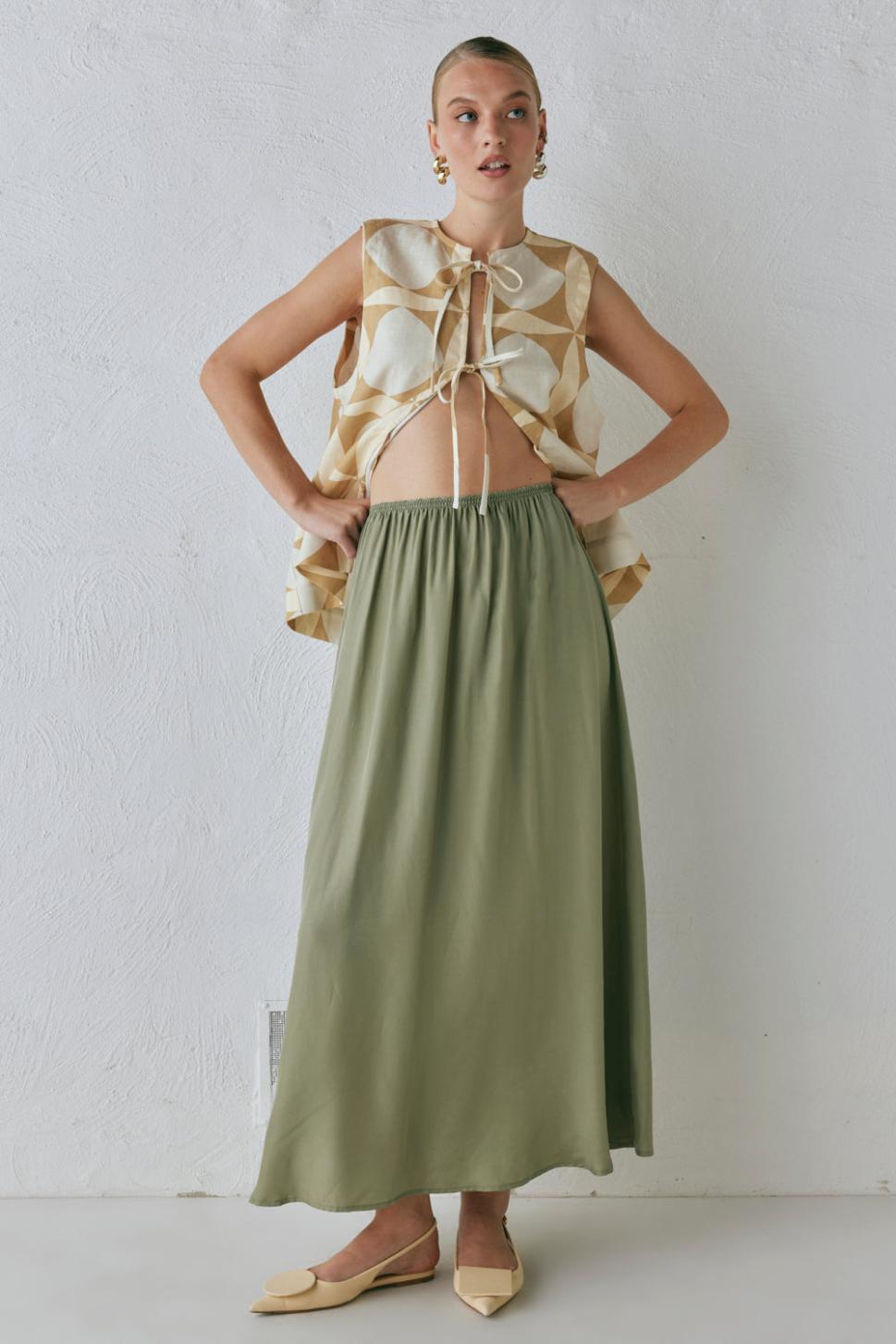 VRG GRL Skirts | Women Solara Midi Skirt Sage