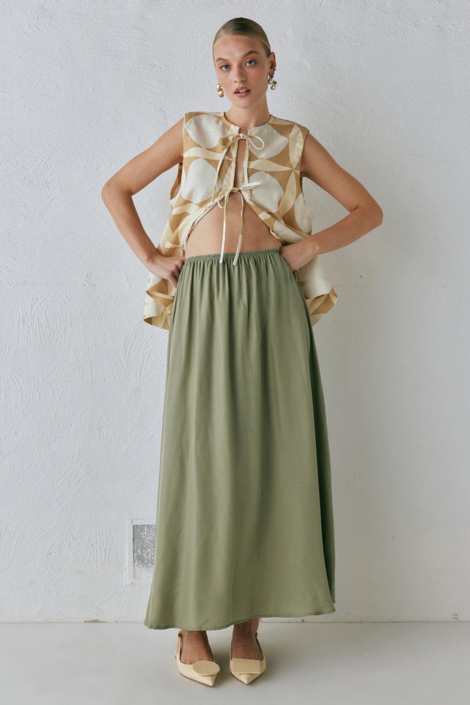 VRG GRL Skirts | Women Solara Midi Skirt Sage