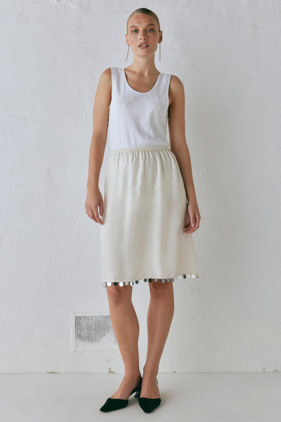 VRG GRL Skirts | Women Spritz Midi Skirt Cream