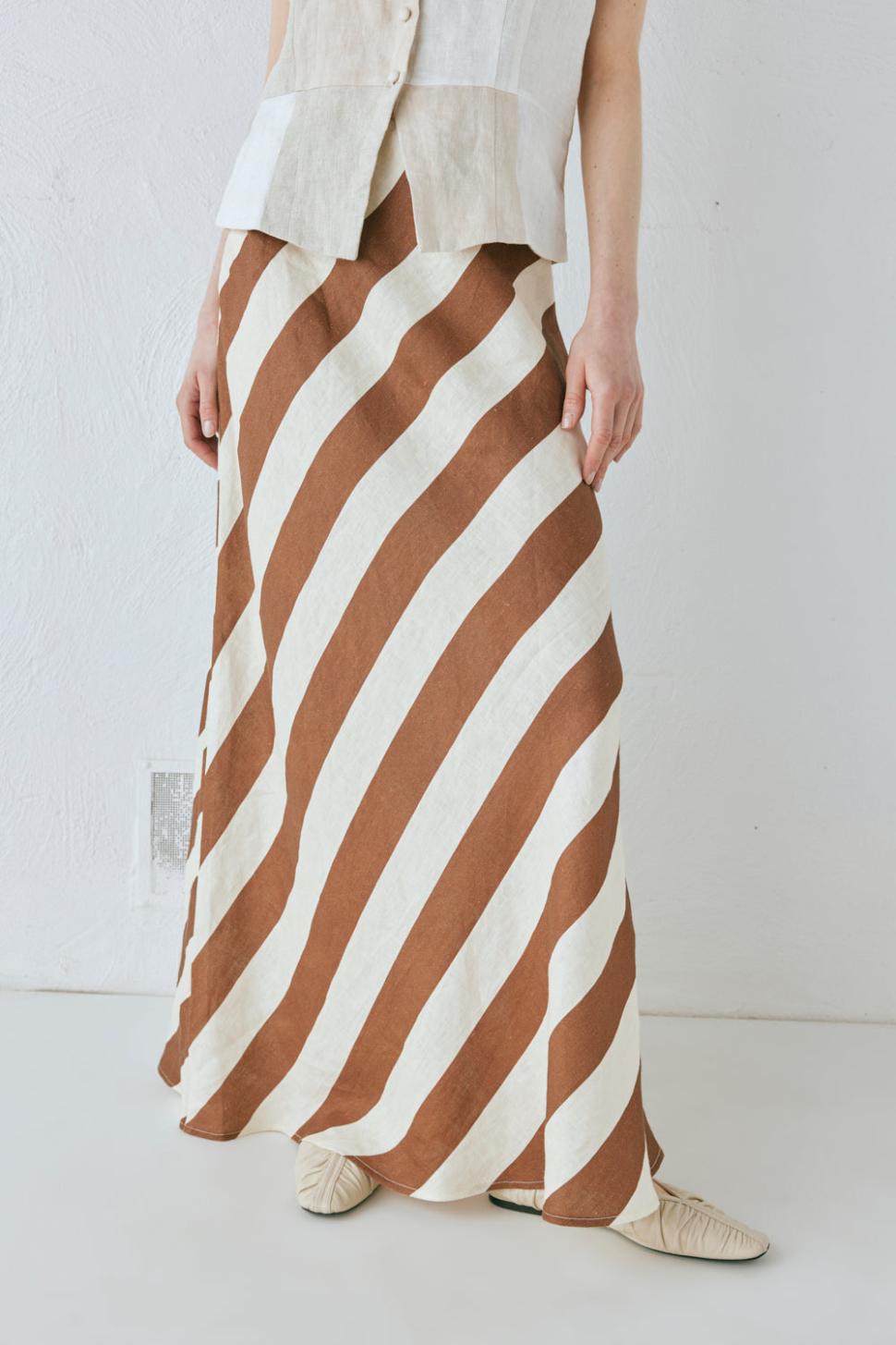 VRG GRL Skirts | Women Sun Linen Maxi Skirt Stripe