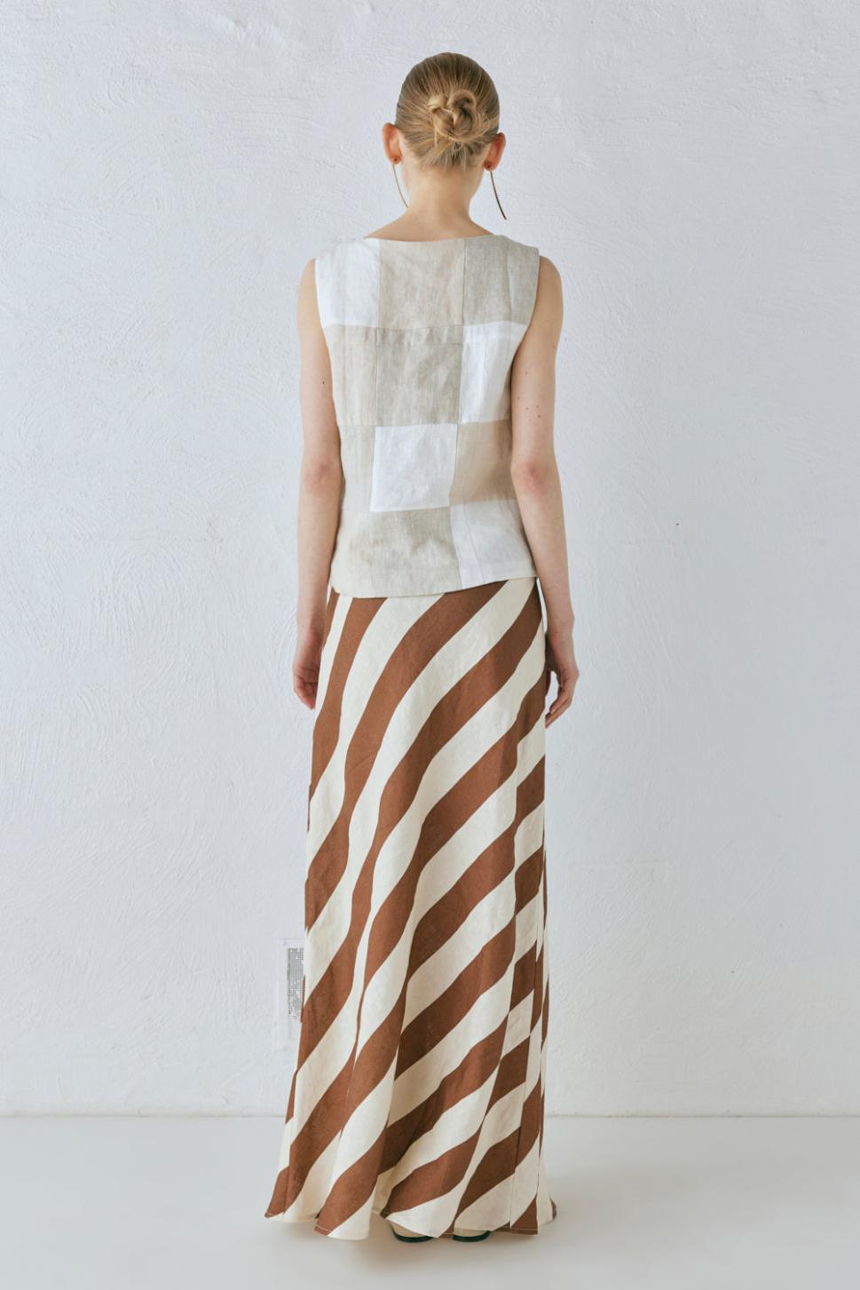 VRG GRL Skirts | Women Sun Linen Maxi Skirt Stripe