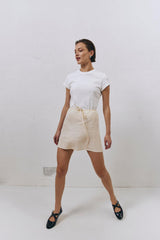 VRG GRL Skirts | Women The Way To San Jose Bias Cut Linen Mini Skirt Cream