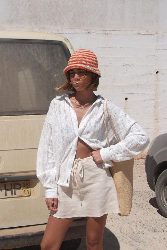 VRG GRL Skirts | Women The Way To San Jose Bias Cut Linen Mini Skirt Cream