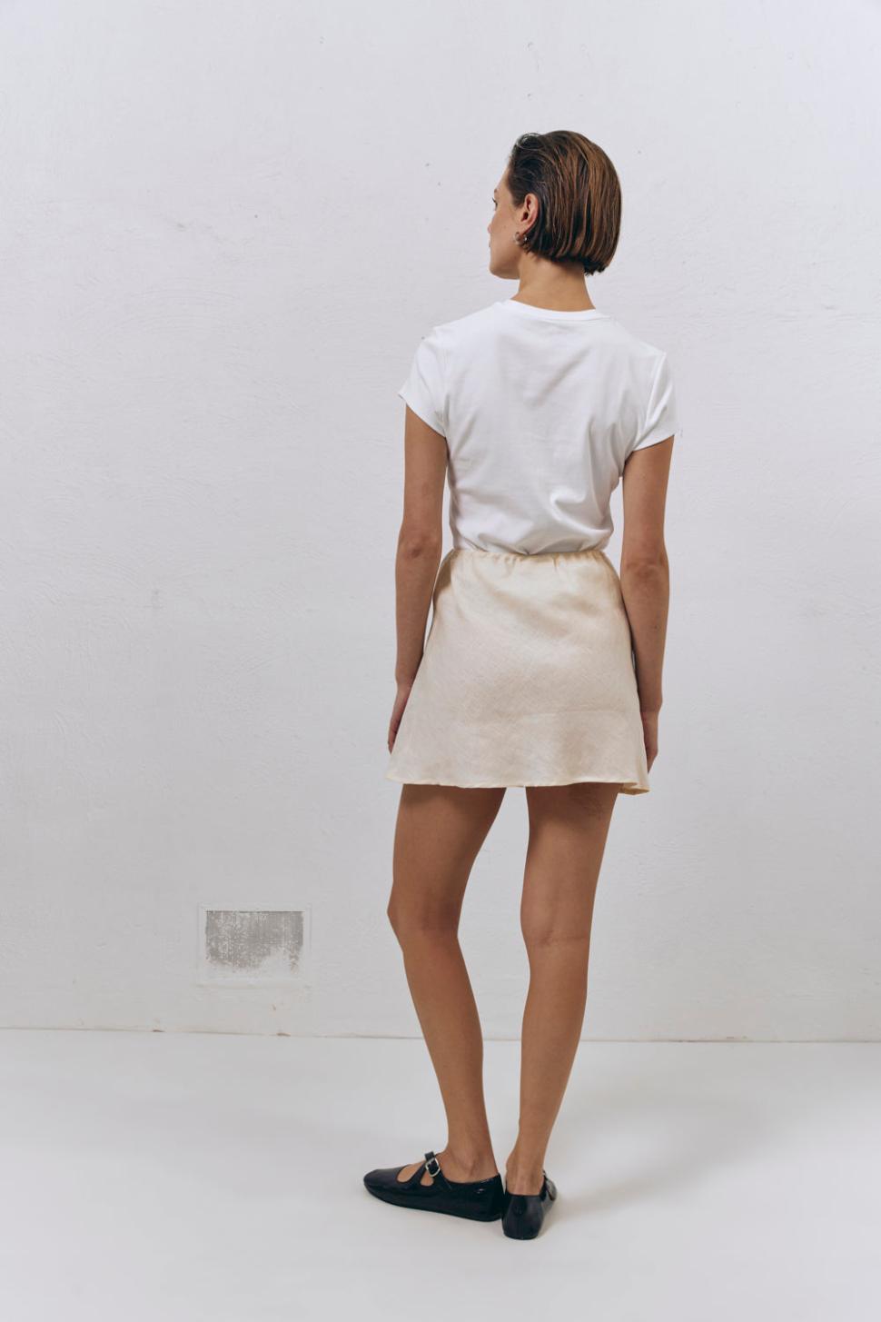 VRG GRL Skirts | Women The Way To San Jose Bias Cut Linen Mini Skirt Cream