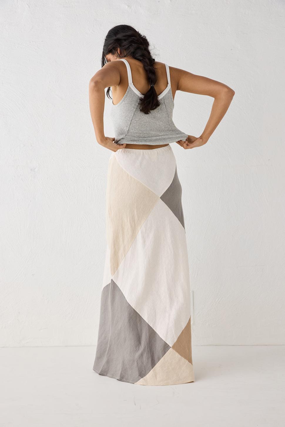 VRG GRL Skirts | Women Valencia Bias Cut Linen Maxi Skirt Charcoal