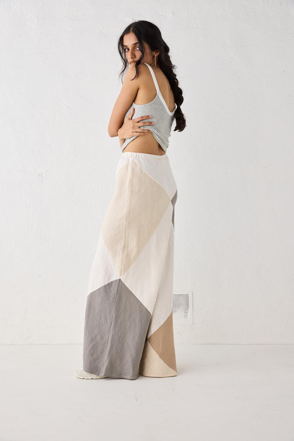VRG GRL Skirts | Women Valencia Bias Cut Linen Maxi Skirt Charcoal