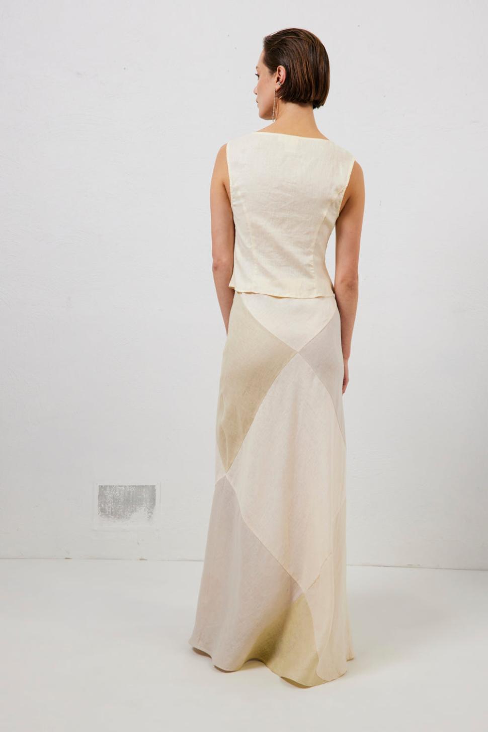 VRG GRL Skirts | Women Valencia Bias Cut Linen Maxi Skirt Cream