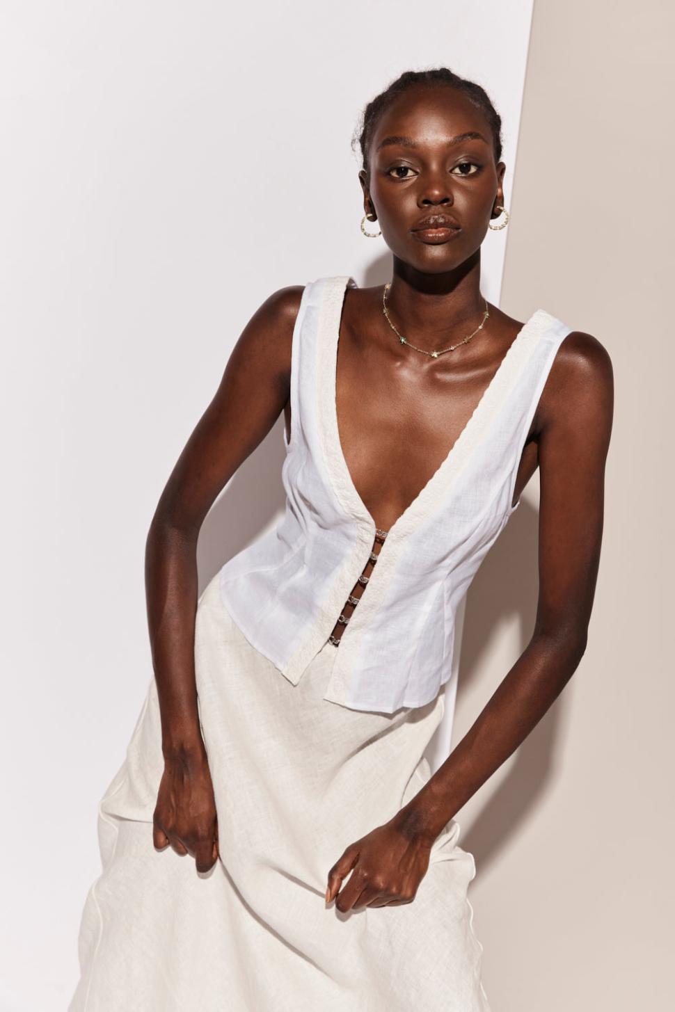 VRG GRL Sleeveless | Women Allegra Linen Top White