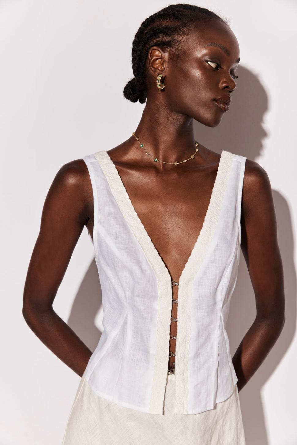 VRG GRL Sleeveless | Women Allegra Linen Top White