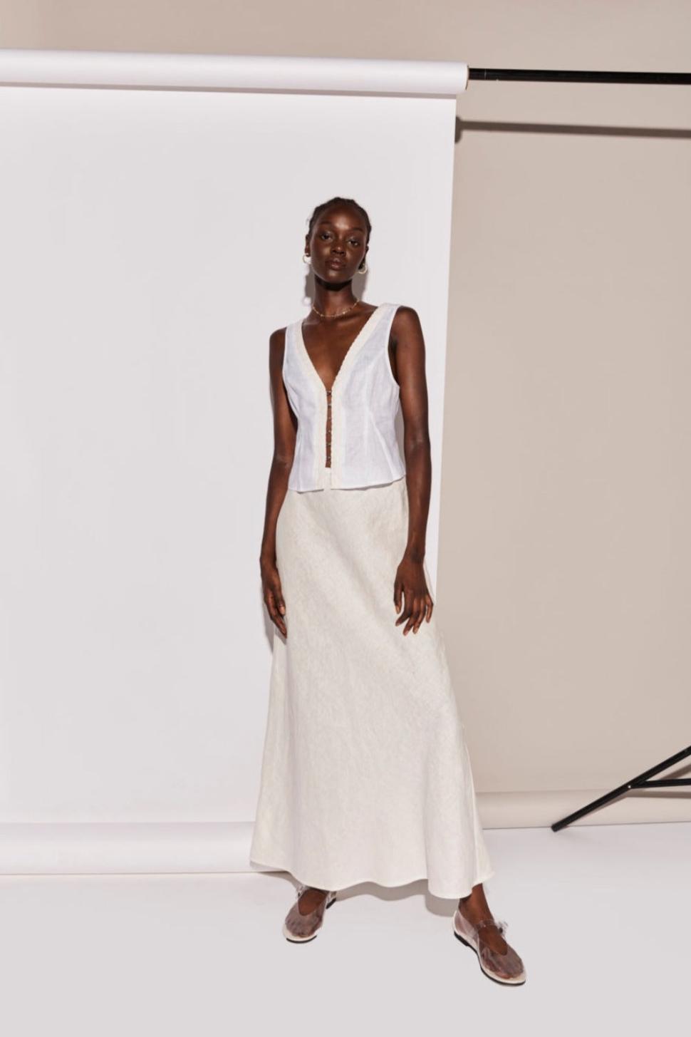 VRG GRL Sleeveless | Women Allegra Linen Top White