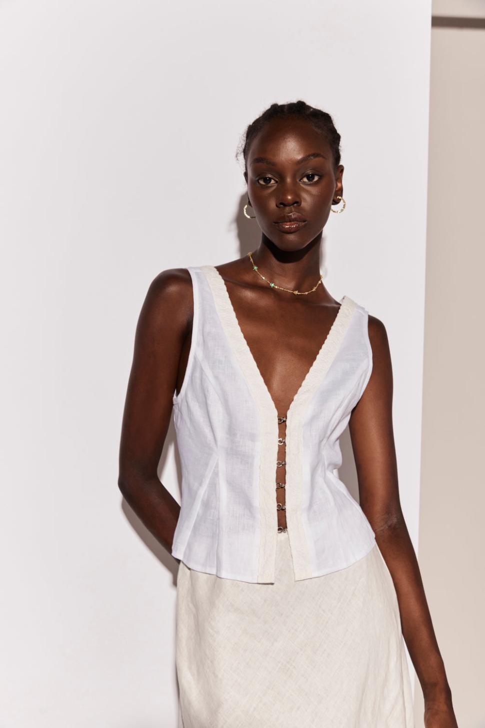 VRG GRL Sleeveless | Women Allegra Linen Top White