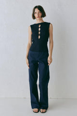 VRG GRL Sleeveless | Women Billie Knit Top Navy