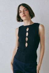 VRG GRL Sleeveless | Women Billie Knit Top Navy