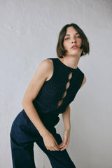 VRG GRL Sleeveless | Women Billie Knit Top Navy