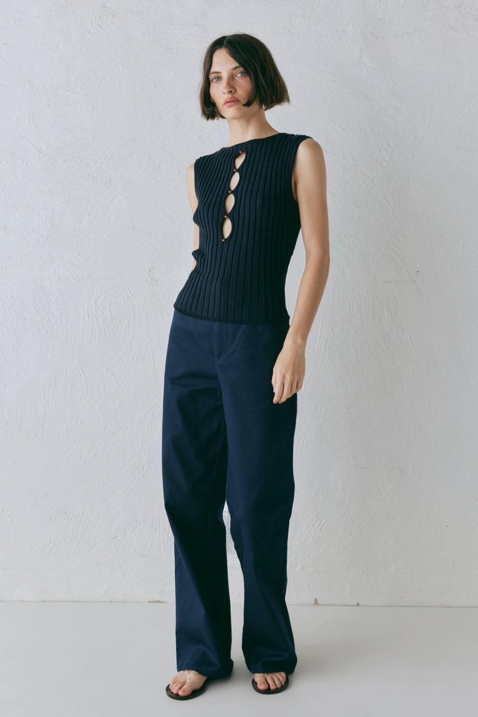 VRG GRL Sleeveless | Women Billie Knit Top Navy