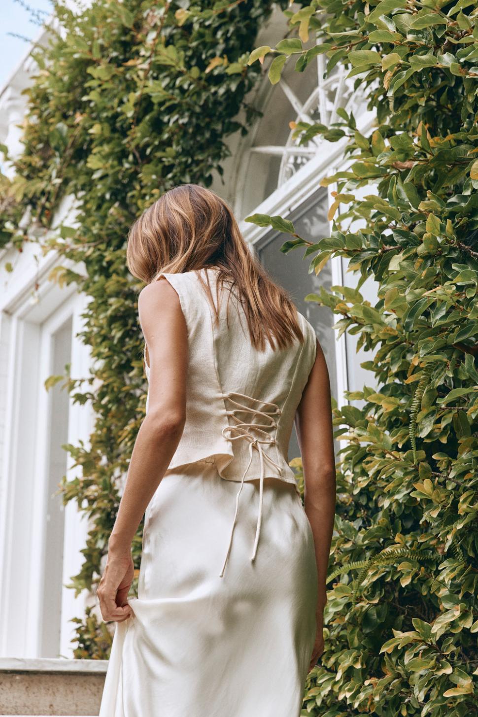 VRG GRL Sleeveless | Women Celeste Linen Top Cream