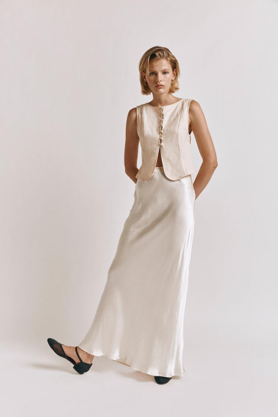 VRG GRL Sleeveless | Women Celeste Linen Top Cream