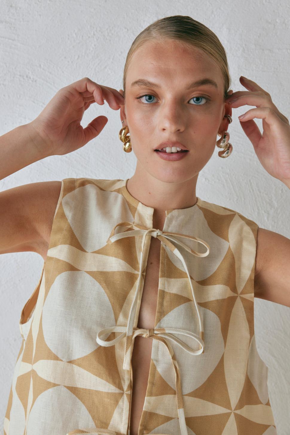 VRG GRL Sleeveless | Women Enni Linen Smock Top Scope