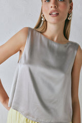 VRG GRL Sleeveless | Women Lira Satin Top Silver
