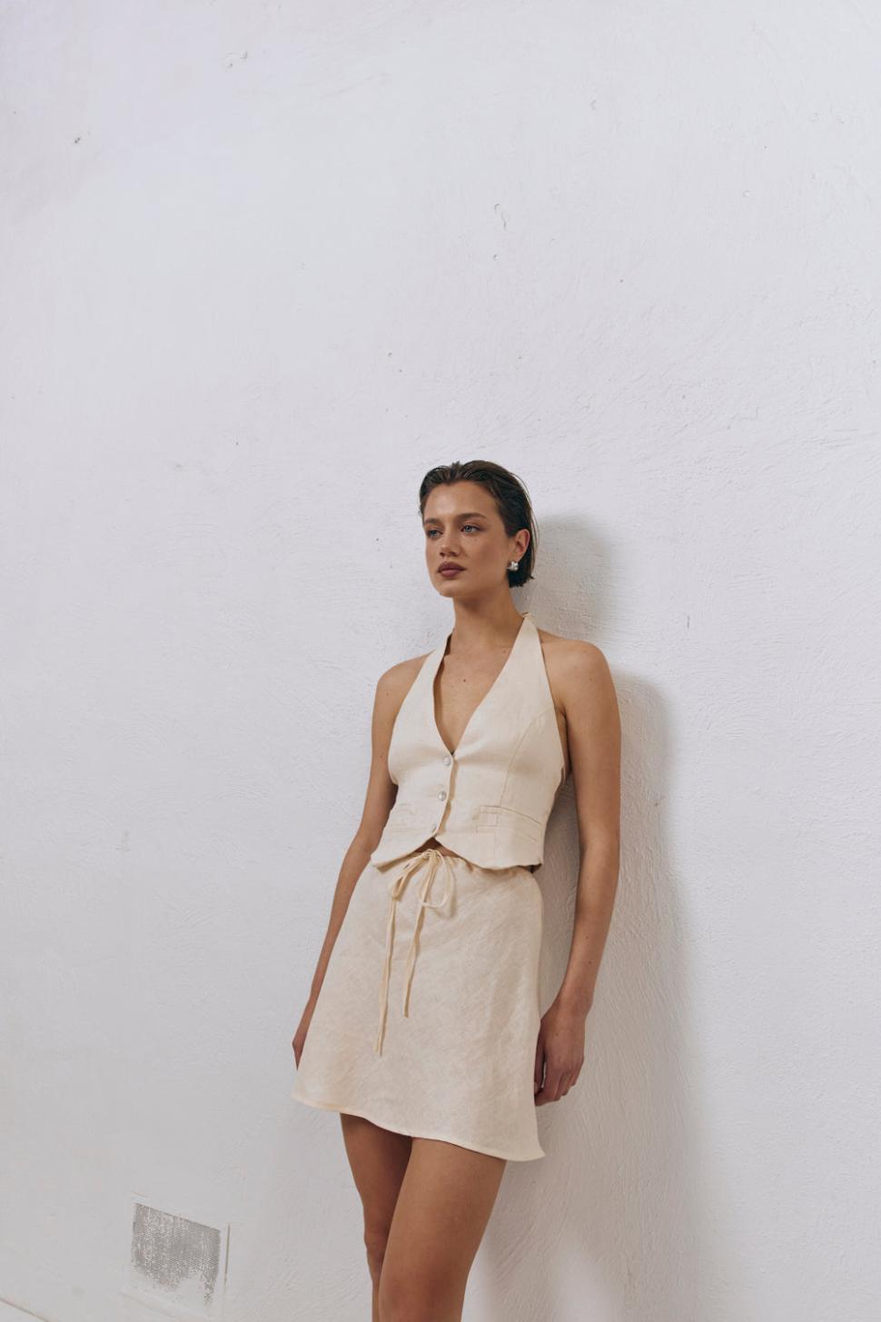 VRG GRL Sleeveless | Women Los Cabos Linen Vest Cream