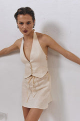 VRG GRL Sleeveless | Women Los Cabos Linen Vest Cream