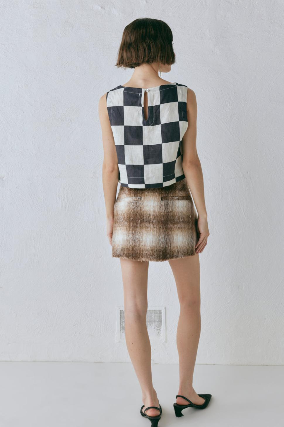 VRG GRL Sleeveless | Women Naya Linen Top Check