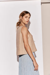 VRG GRL Sleeveless | Women Nessa Linen Smock Top Beige