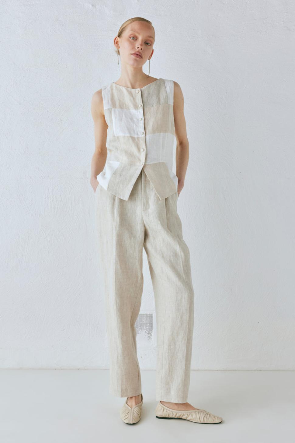 VRG GRL Sleeveless | Women Rare Linen Vest Natural