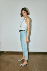 VRG GRL Sleeveless | Women Rumi Linen Top White