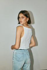 VRG GRL Sleeveless | Women Rumi Linen Top White