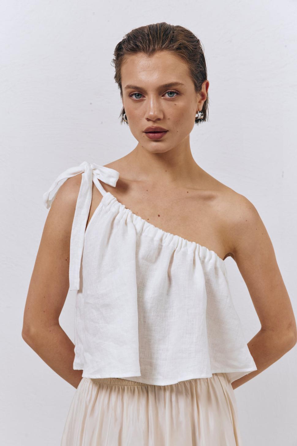 VRG GRL Sleeveless | Women Slow Living Linen Top White