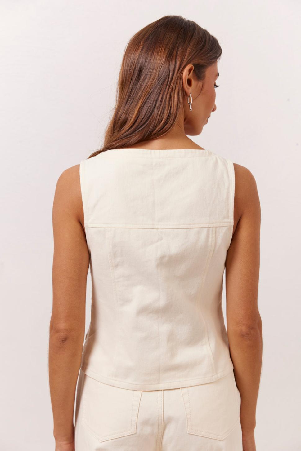 VRG GRL Sleeveless | Women Suki Denim Vest Cream