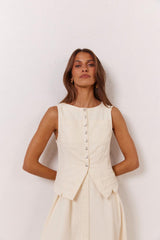 VRG GRL Sleeveless | Women Suki Denim Vest Cream