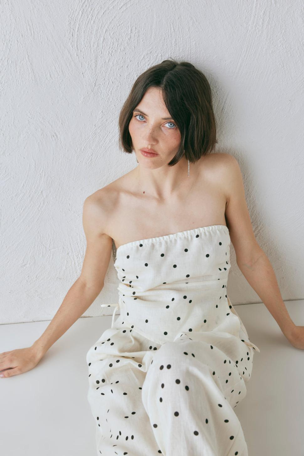 VRG GRL Sleeveless | Women Sunrays Linen Top Dot