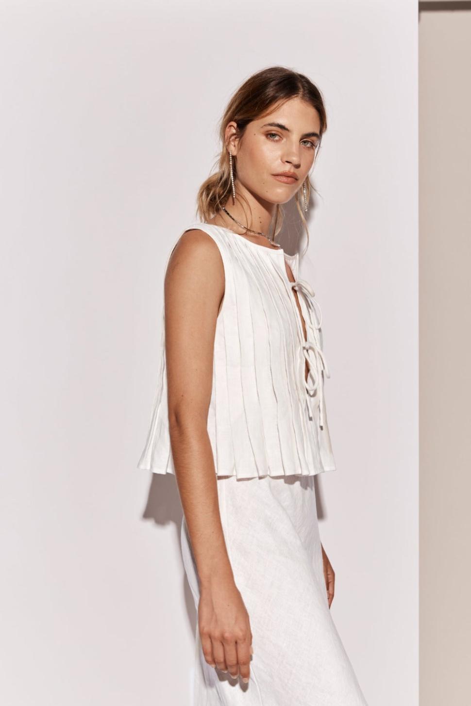 VRG GRL Sleeveless | Women Valeria Linen Top White