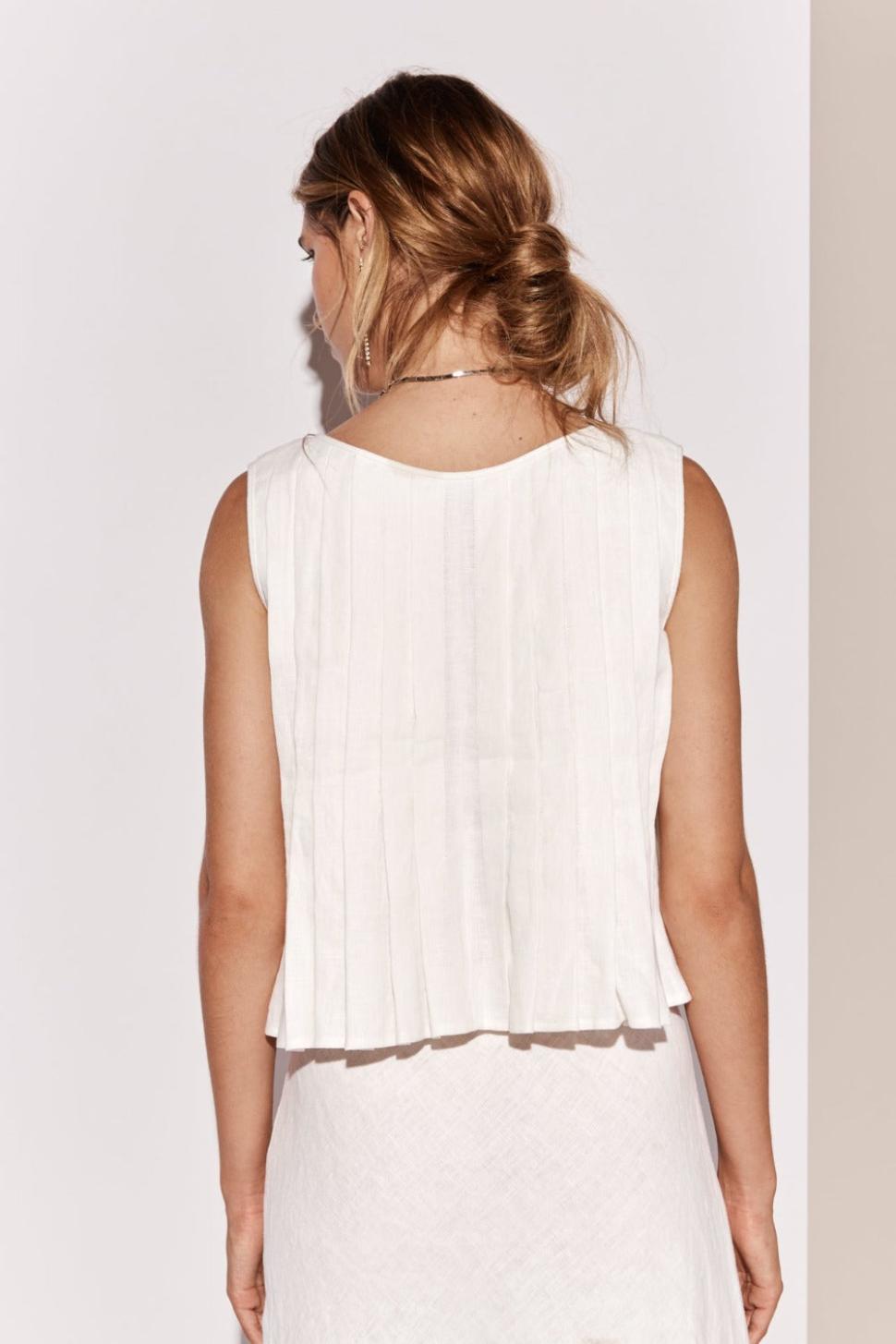VRG GRL Sleeveless | Women Valeria Linen Top White
