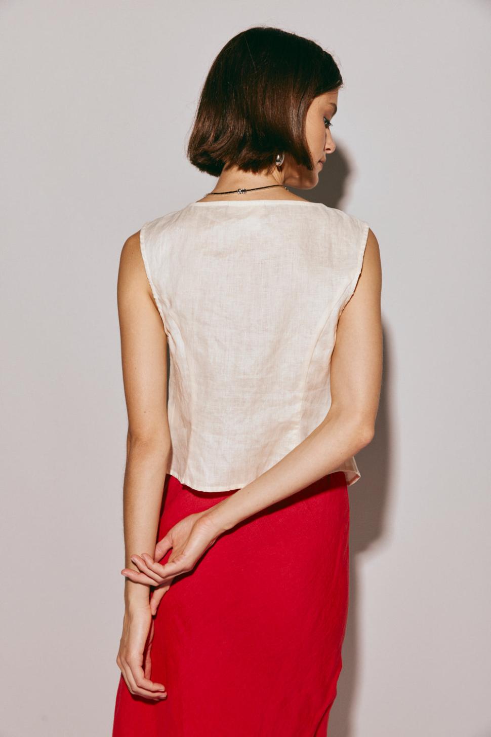 VRG GRL Sleeveless | Women Yvonne Linen Top Cream